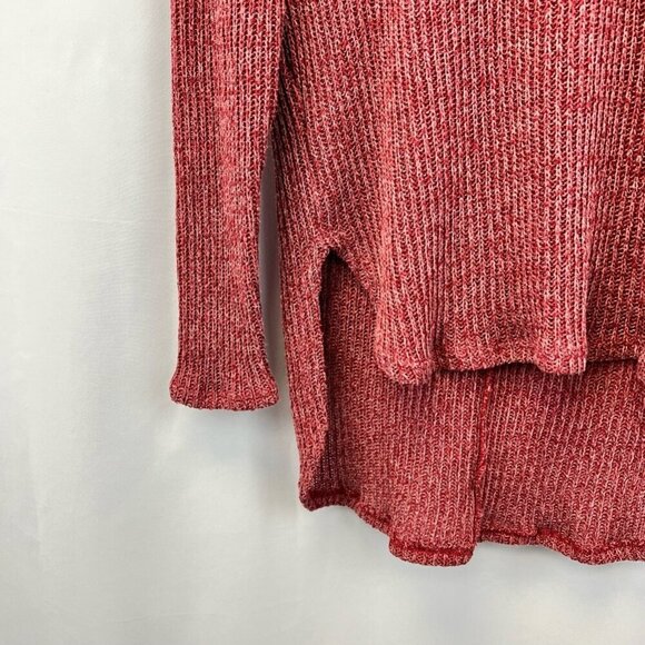 Sadie & Sage Womens Sweater Red Marled Long Sleeve Hi Low V Neck Hooded S - Picture 5 of 10